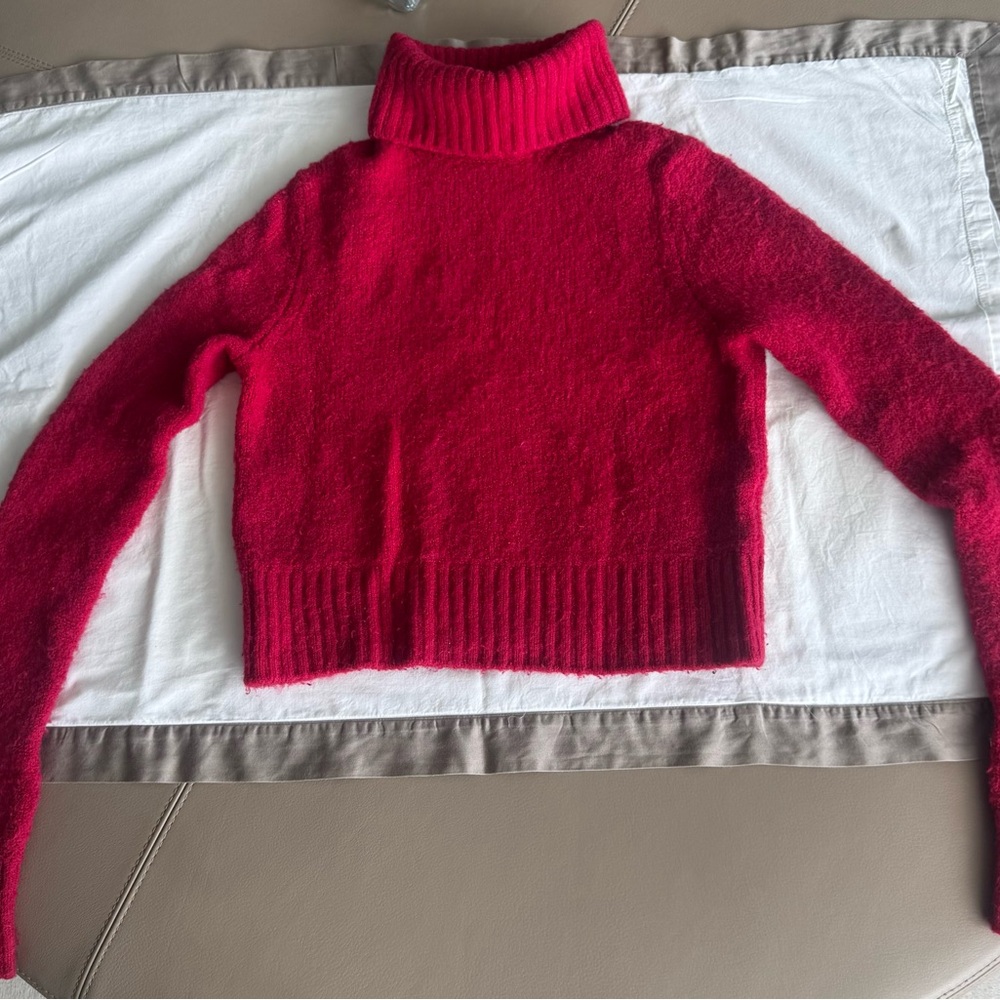 Re/Done Vibrant Red Turtleneck Sweater